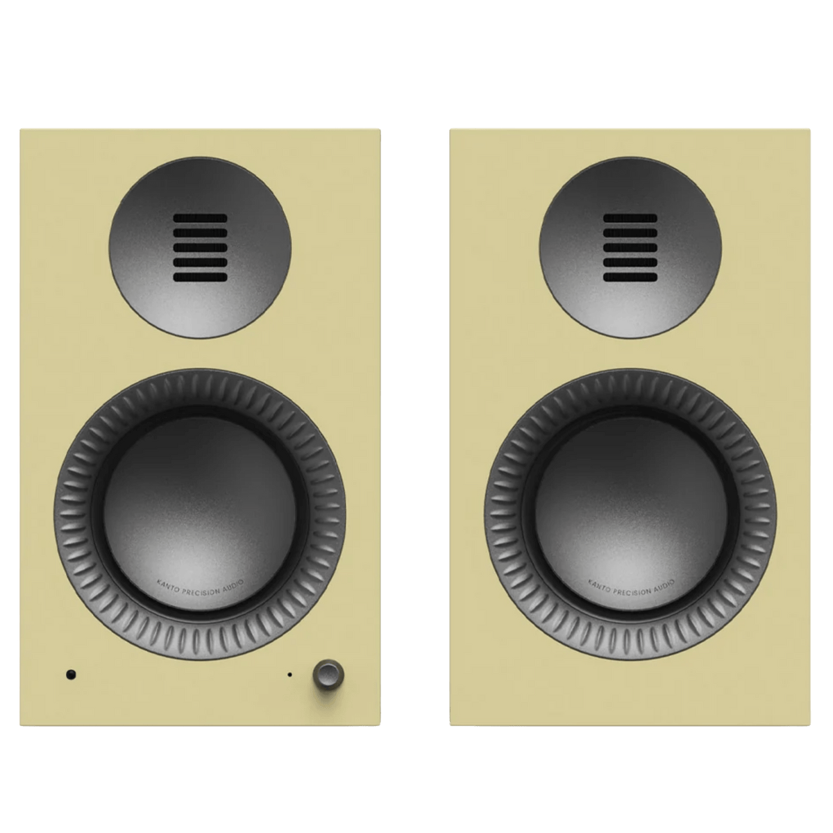 Kanto Audio TUK 2nd Generation 260W Active Speakers in Gloss Butter with Gunmetal, front