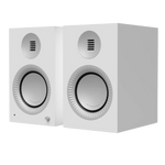 Kanto Audio TUK Grand 2nd Generation 320W Active Speakers in Matte White with Aluminium, angled view