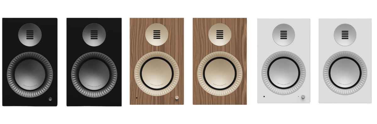 Kanto Audio TUK Grand 2nd Generation 320W Active Speakers.  Image shows range of colours