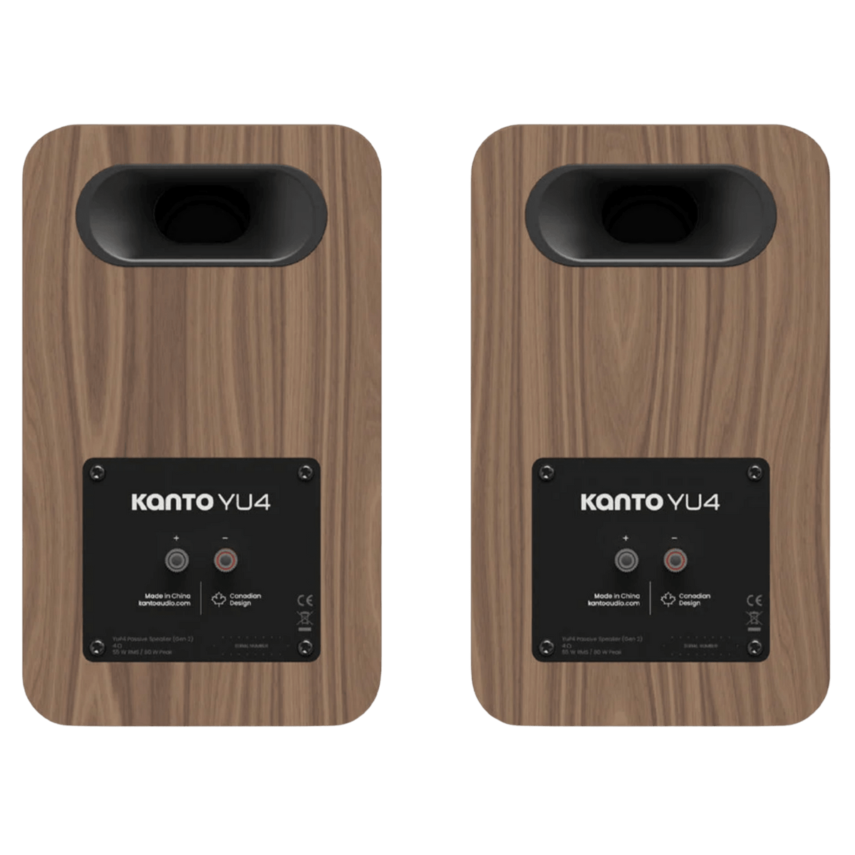 Kanto Audio YU4 2nd Generation 160W Active Speakers in Matte Walnut, back