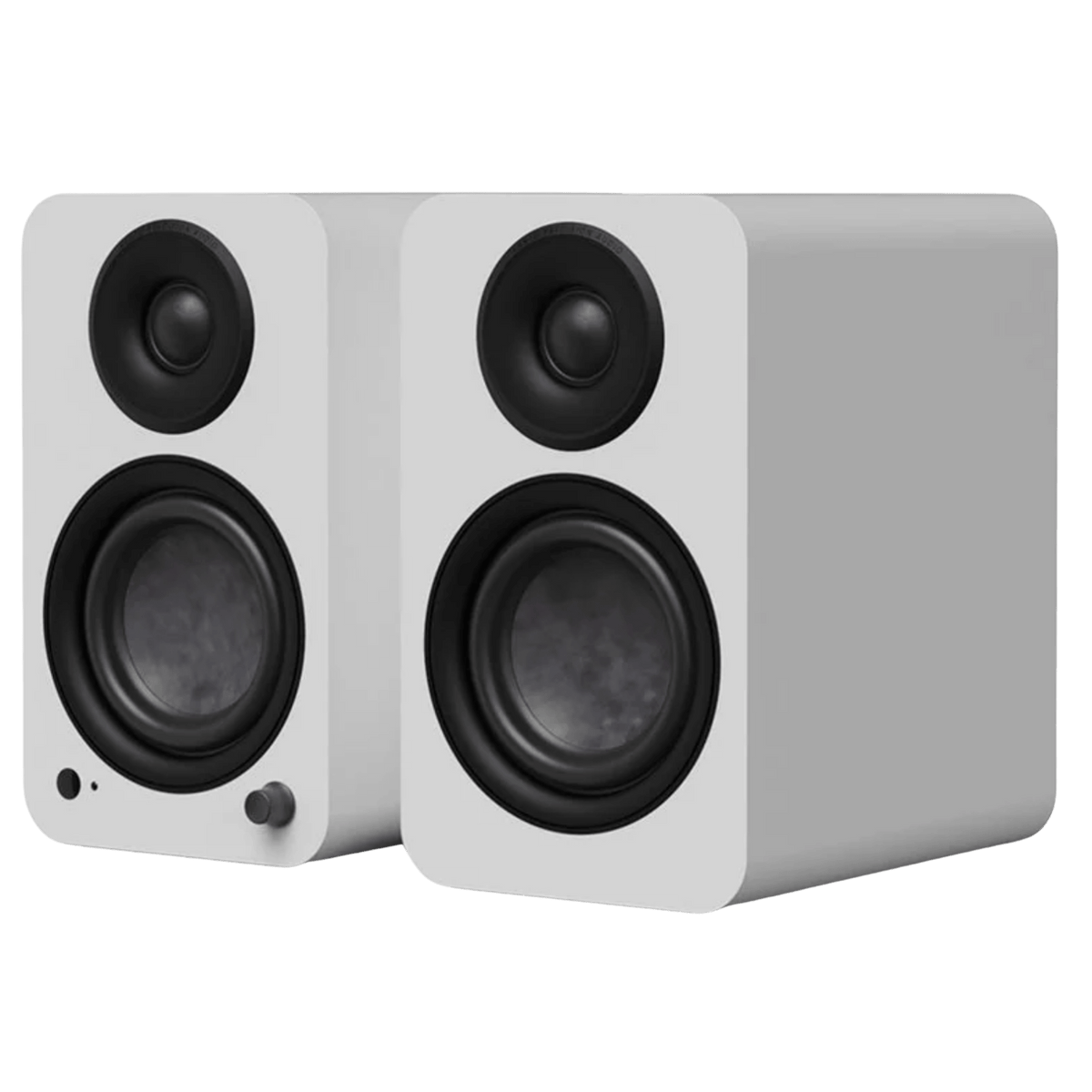 Kanto Audio YU4 2nd Generation 160W Active Speakers in Matte White, angled