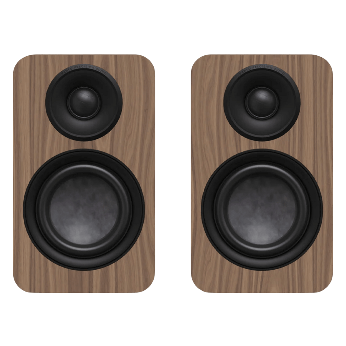 Kanto Audio YU4 2nd Generation 160W Active Speakers in Matte Walnut, front