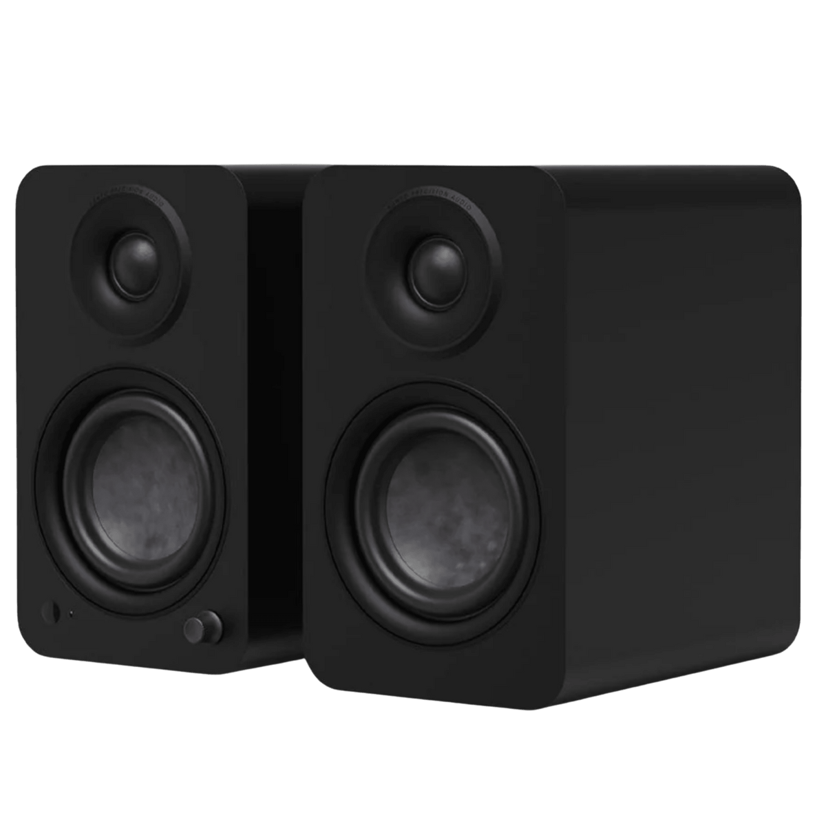 Kanto Audio YU4 2nd Generation 160W Active Speakers in Matte Black, angled