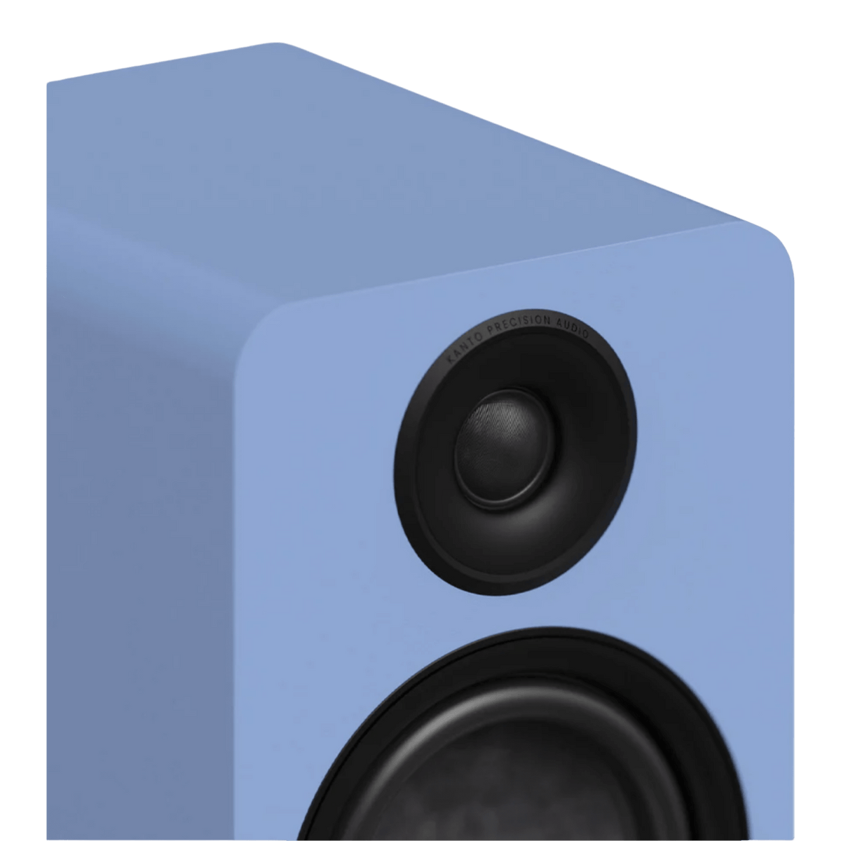 Kanto Audio YU6 2nd Generation 200W Active Speakers in Ice Blue, tweeter in closeup