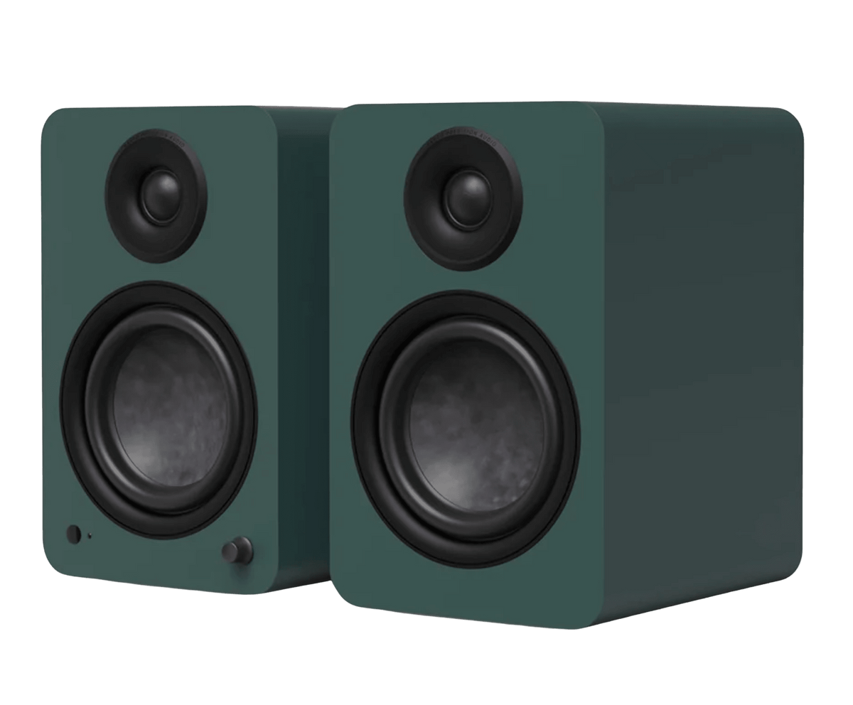 Kanto Audio YU6 2nd Generation 200W Active Speakers in Green, angled