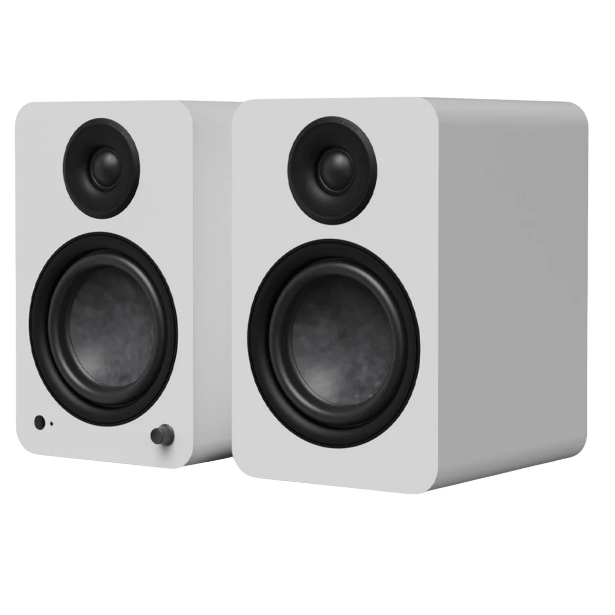 Kanto Audio YU6 2nd Generation 200W Active Speakers in White, angled