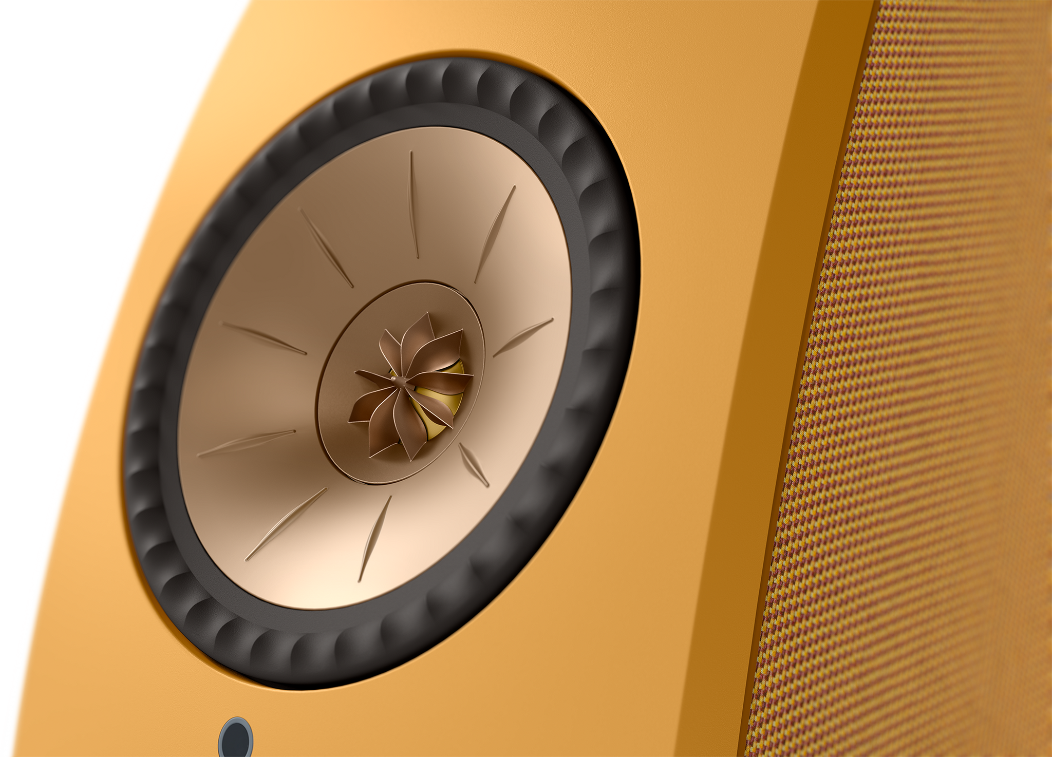 KEF LSX II Wireless Powered Bookshelf Speakers in Amber Haze. Tweeter