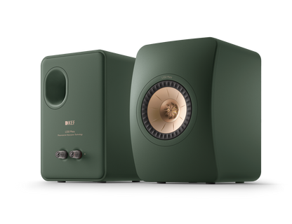 KEF LS50 Meta Passive Speakers in Moss Green pair, back and front