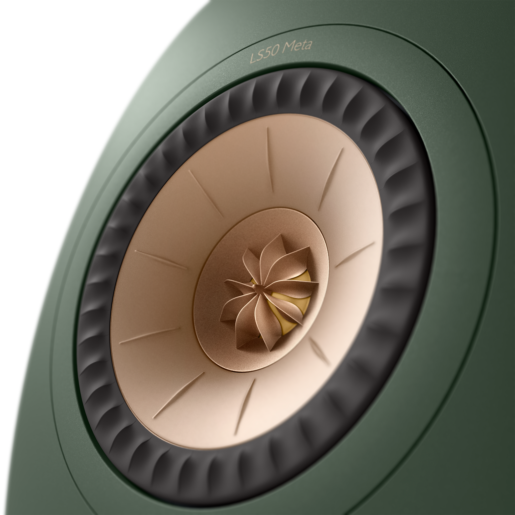 KEF LS50 Meta Passive Speakers in Moss Green, tweeter closeup