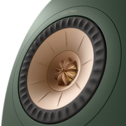 KEF LS50 Meta Passive Speakers in Moss Green, tweeter closeup