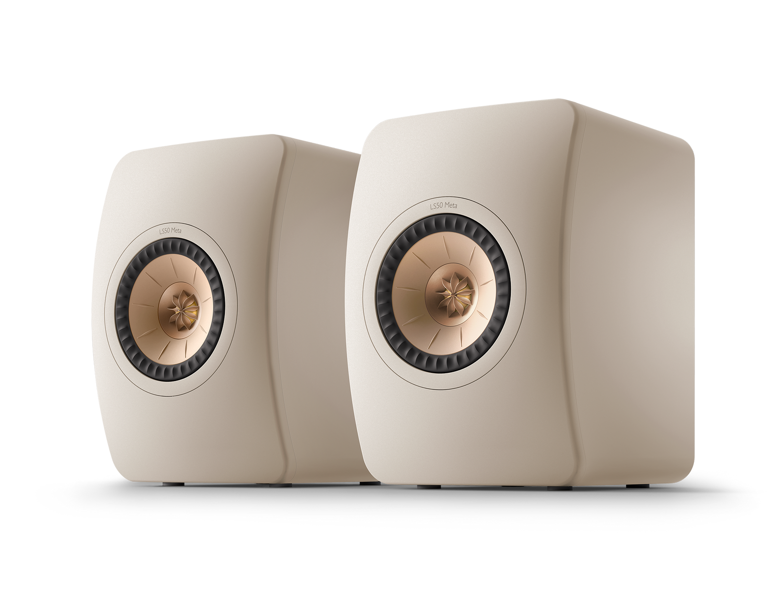 KEF LS50 Meta Passive Speakers in Sand Shell pair, front