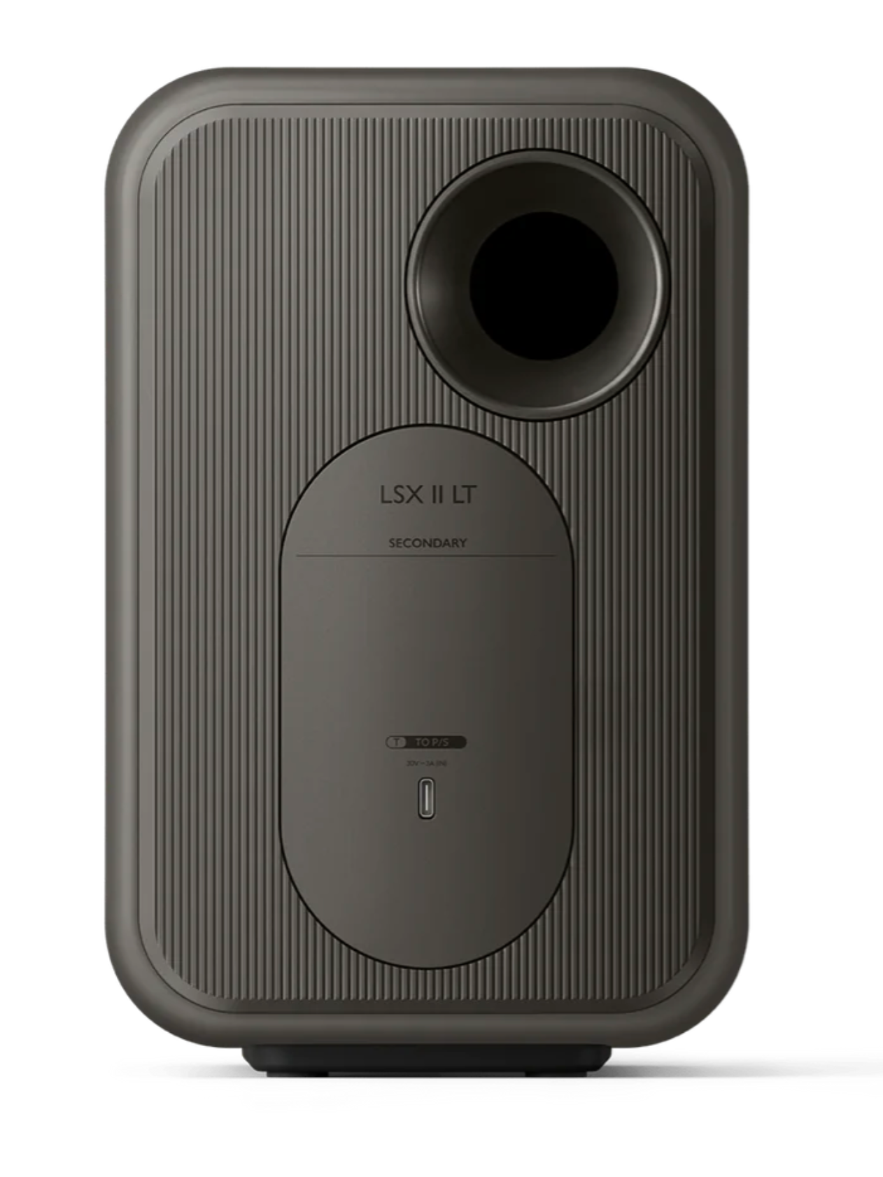 KEF LSX II LT Wireless Bookshelf Speakers  in Graphite Gray. Back with Cover