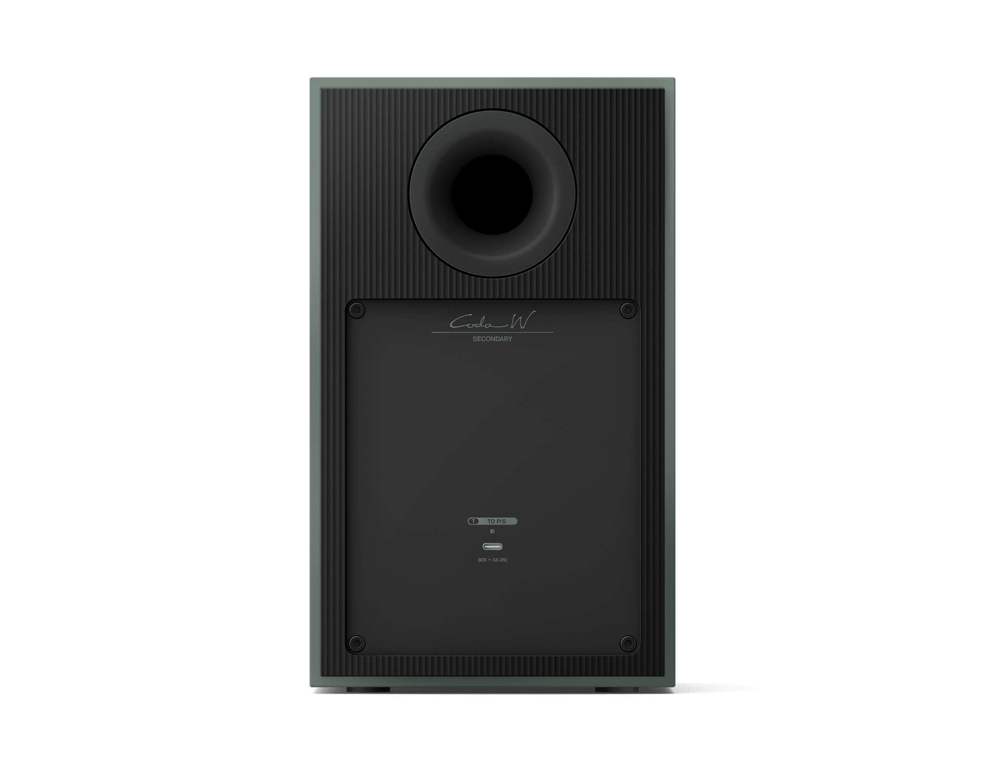 KEF Coda W Active Speakers in Moss Green, back of speaker