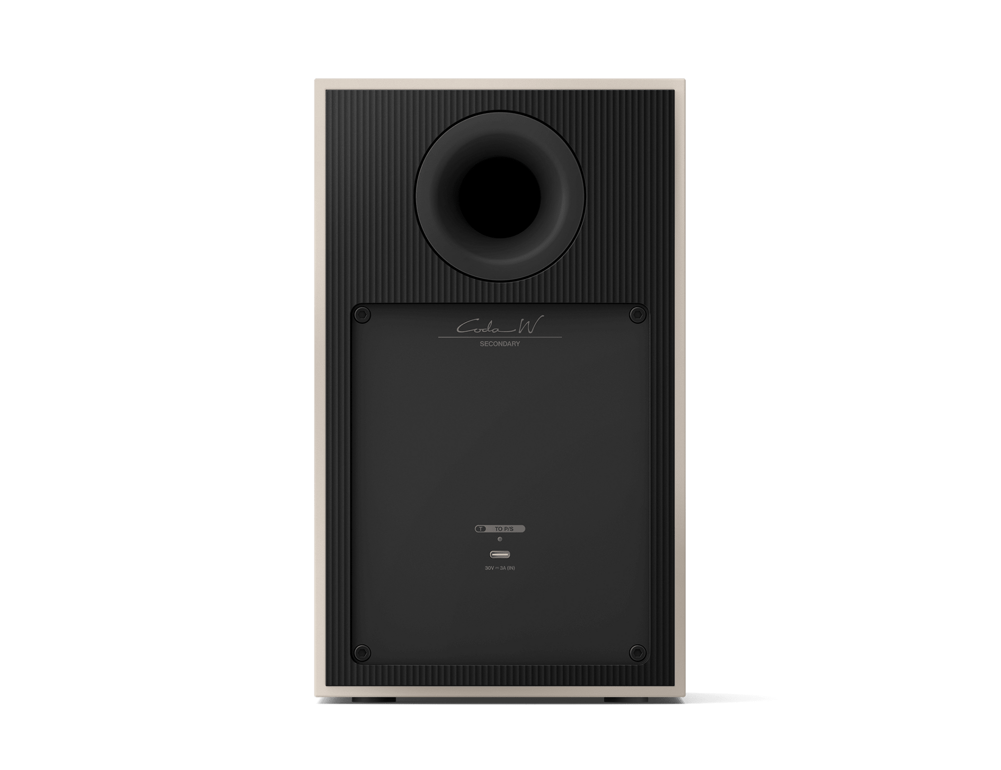 KEF Coda W Active Speakers in Nickel Grey, back of speaker