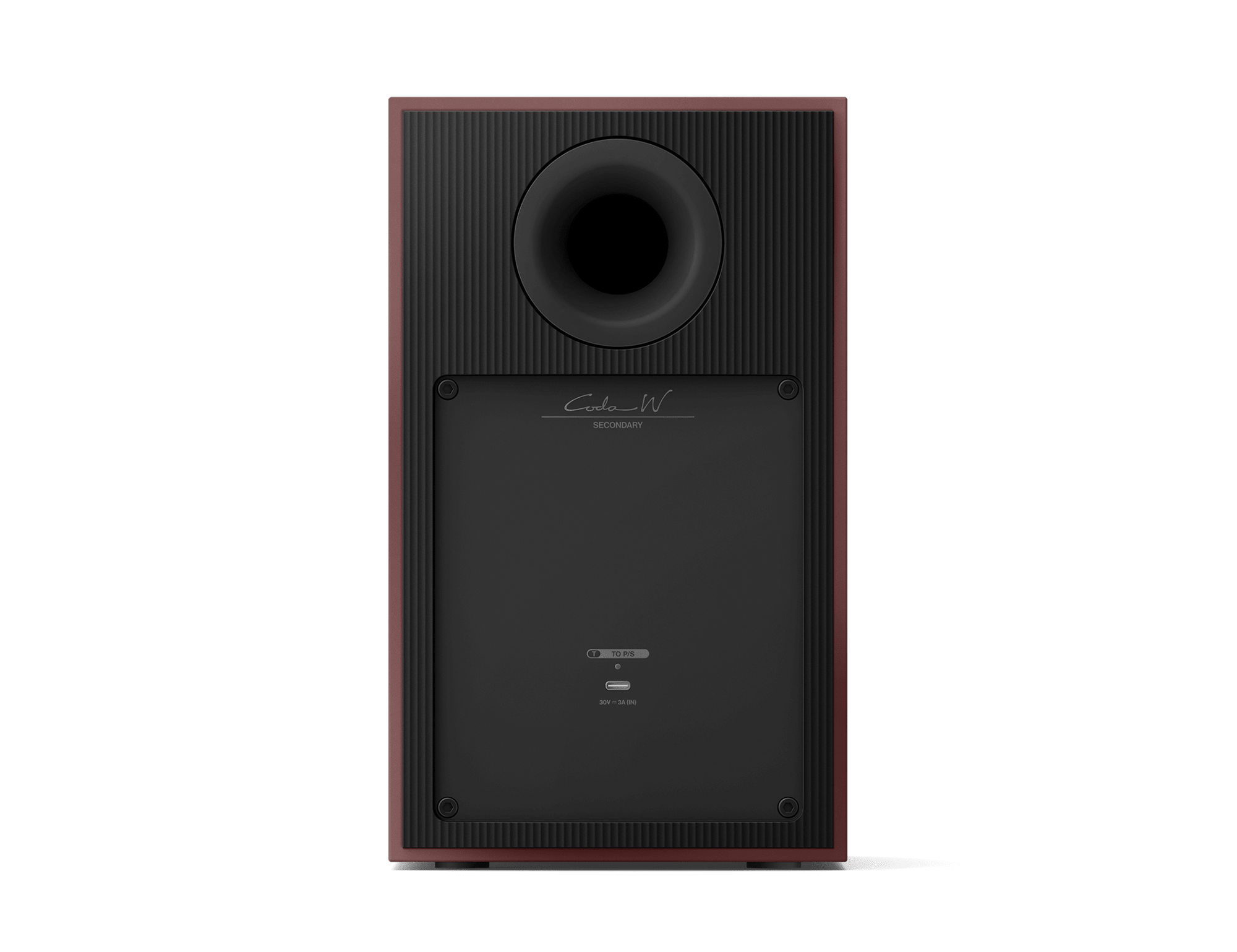 KEF Coda W Active Speakers in Vintage Burgundy; back of speaker