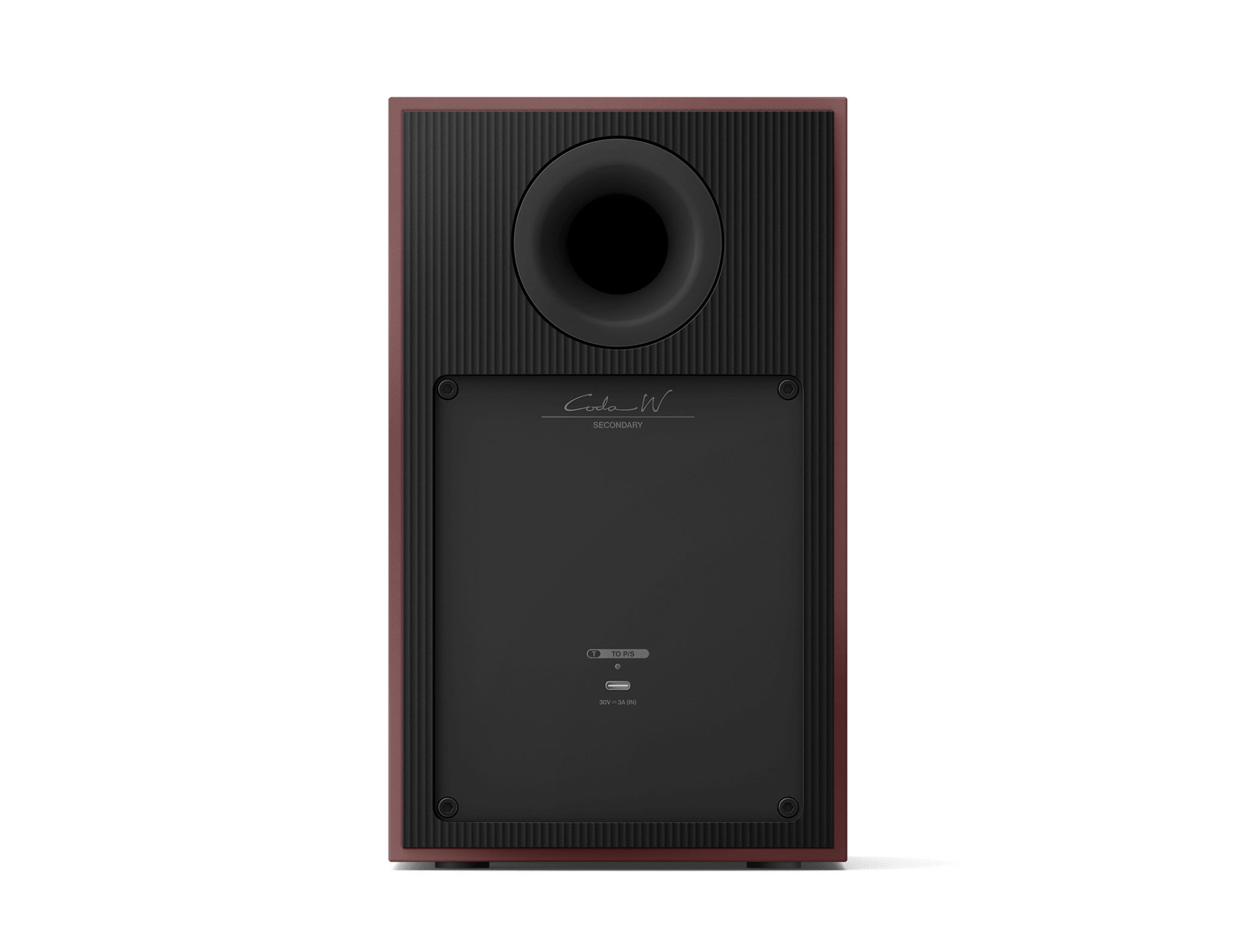KEF Coda W Active Speakers in Vintage Burgundy; back of speaker