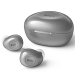 KEF Mu3 Noise Cancelling True Wireless Earbuds in Silver Grey, with case