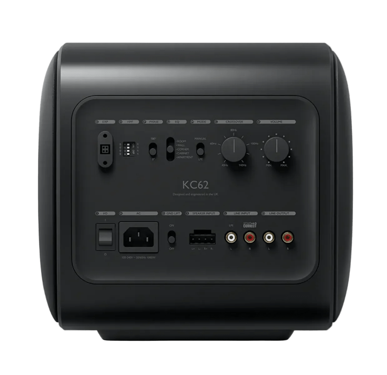 KEF KC62 Dual 6" Subwoofer in Carbon Black, back of unit