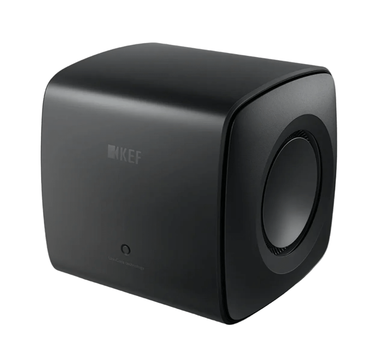 KEF KC62 Dual 6" Subwoofer in Carbon Black, angled image