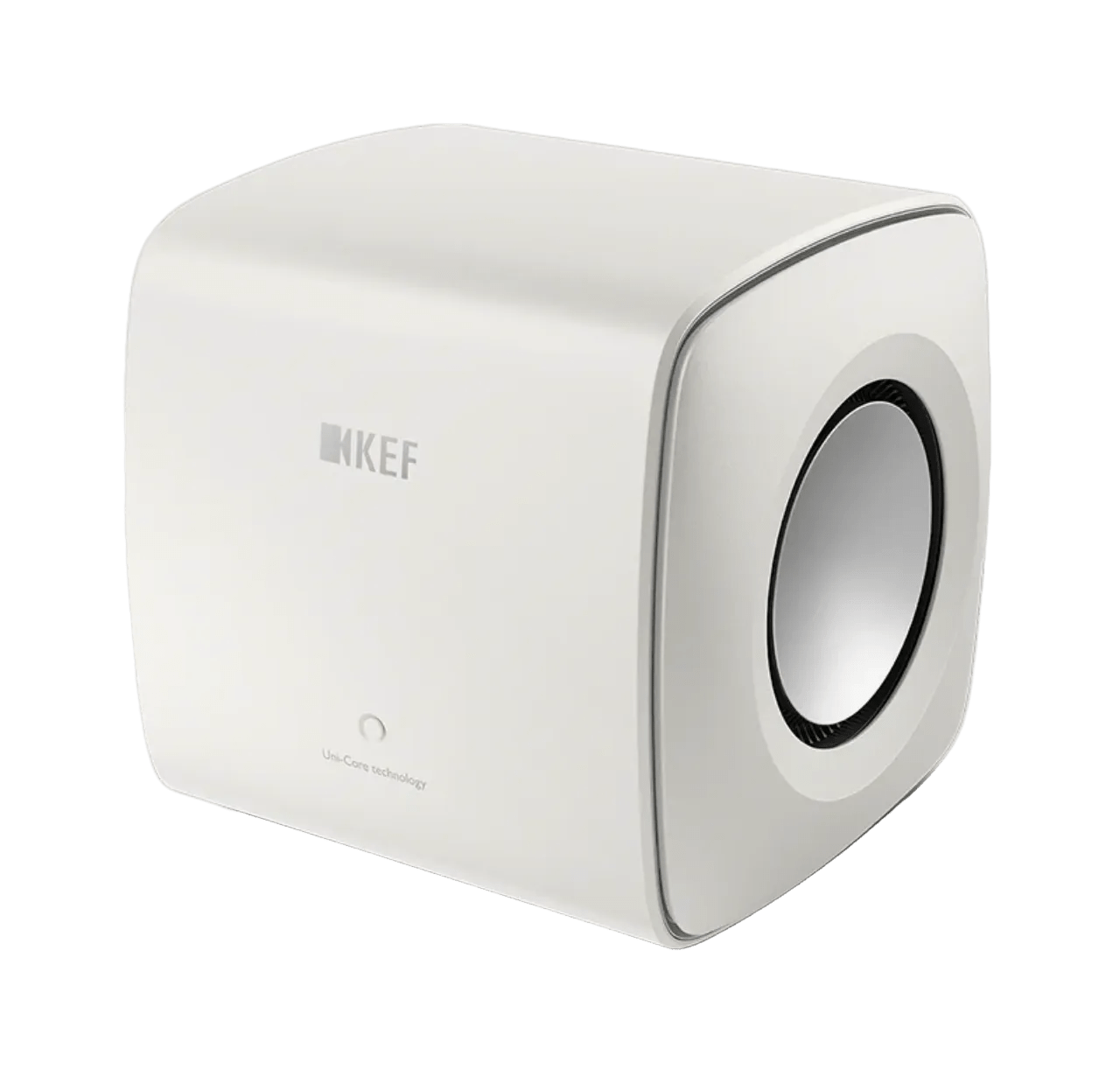 KEF KC62 Dual 6" Subwoofer in Mineral White, angled image