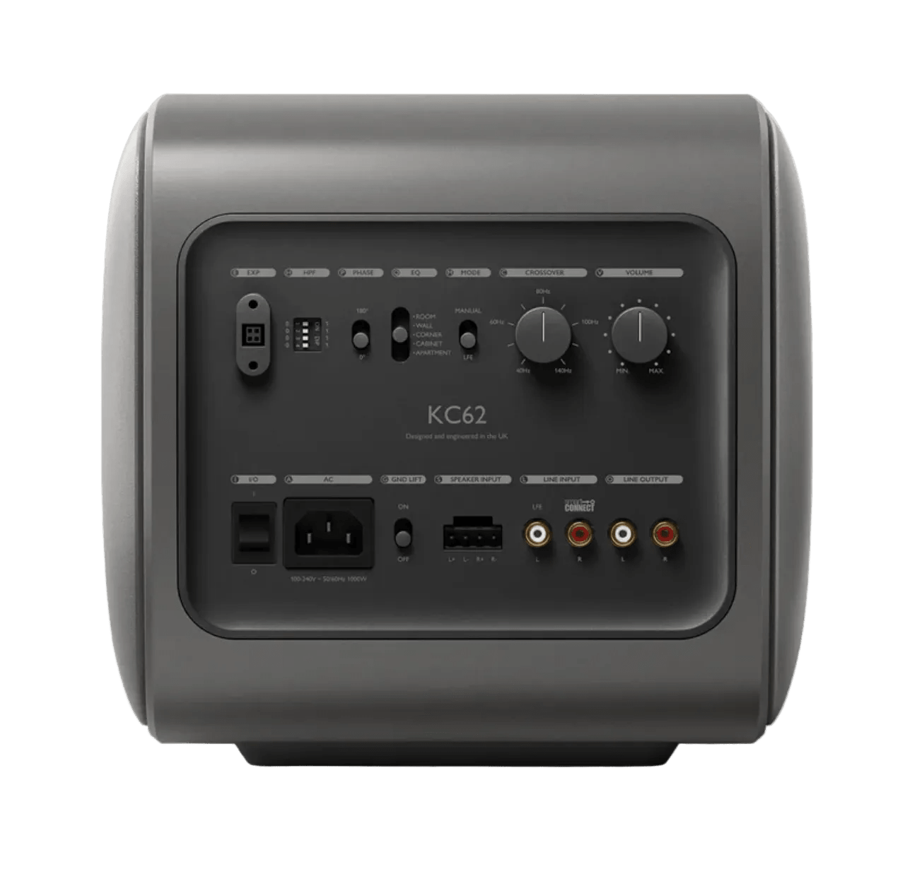 KEF KC62 Dual 6" Subwoofer in Titanium Gray, back image