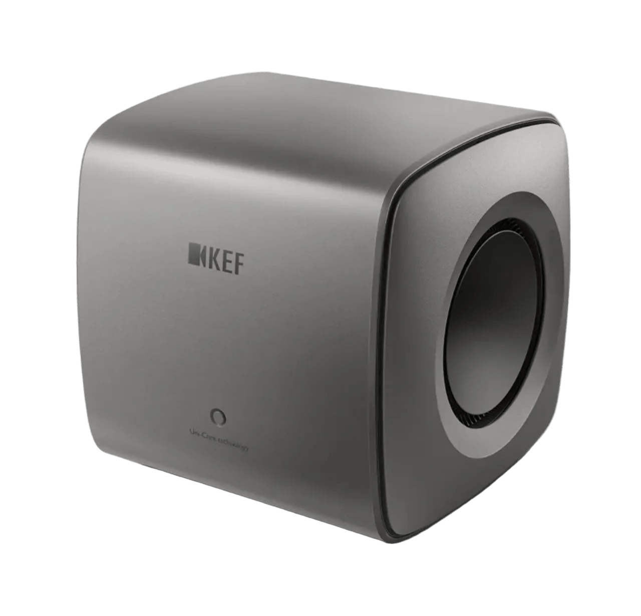 KEF KC62 Dual 6" Subwoofer in Titanium Gray, angled image