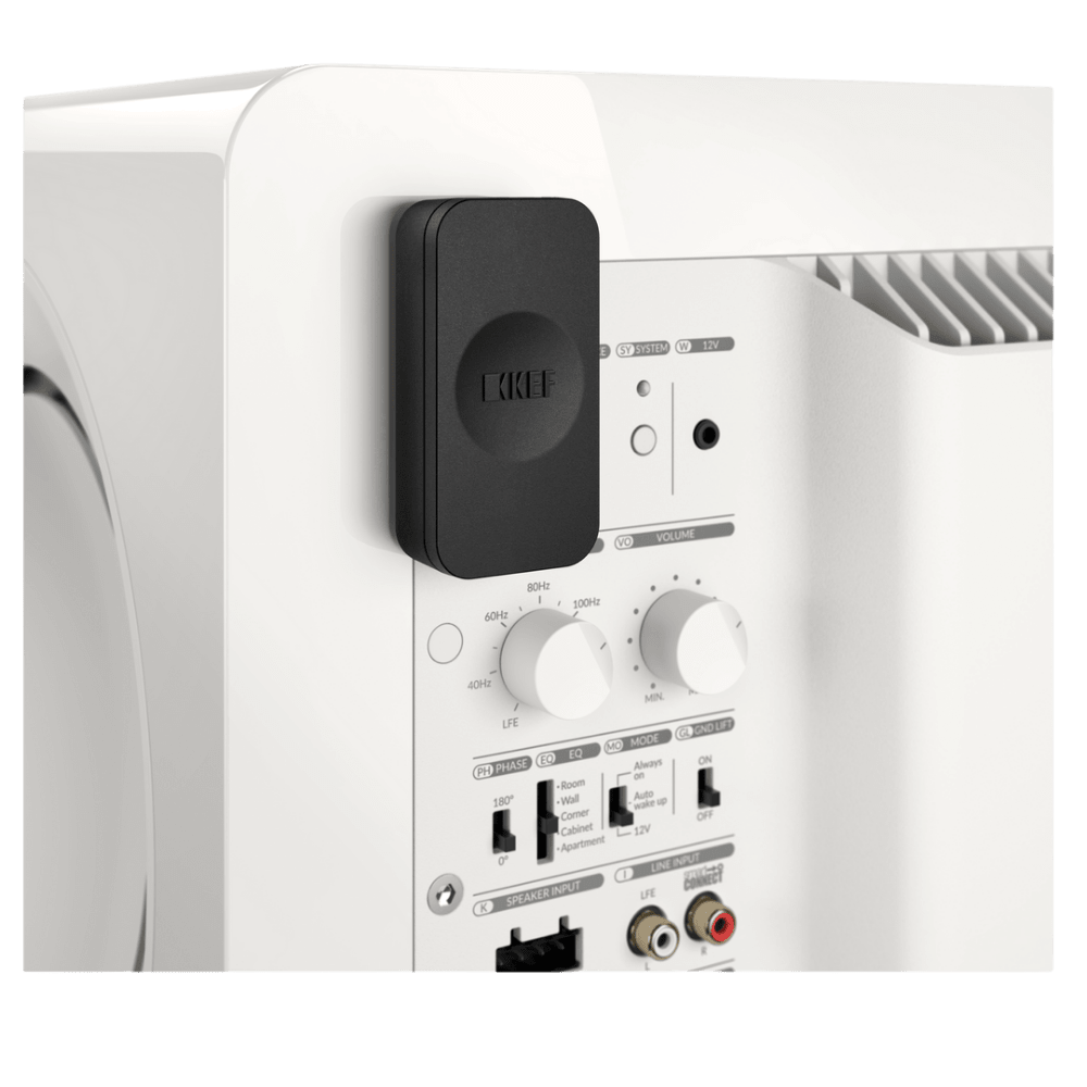 KEF KW1 Wireless Subwoofer Adaptor in use