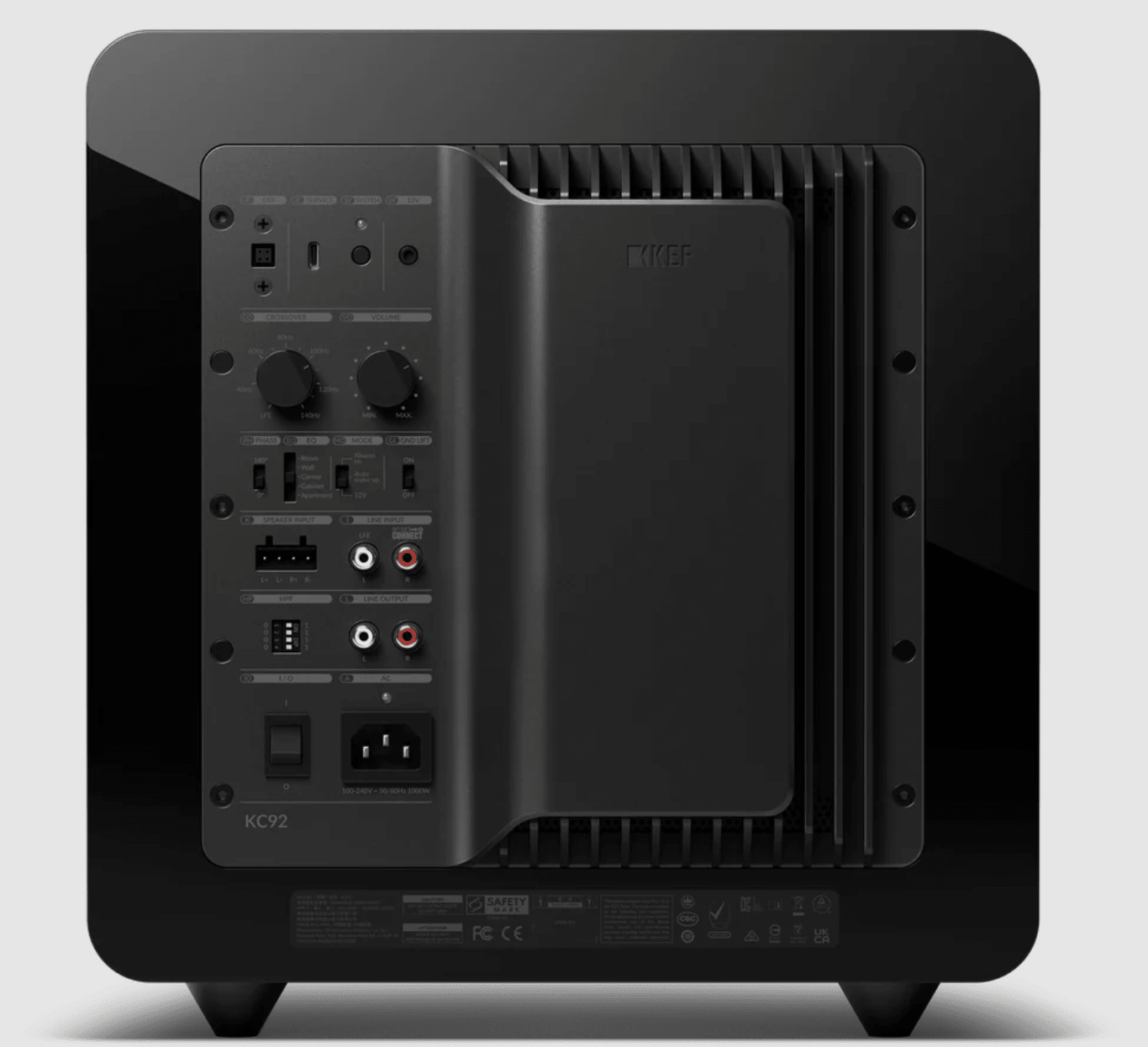 KEF KC92 Dual 9" Subwoofer in Black, back view