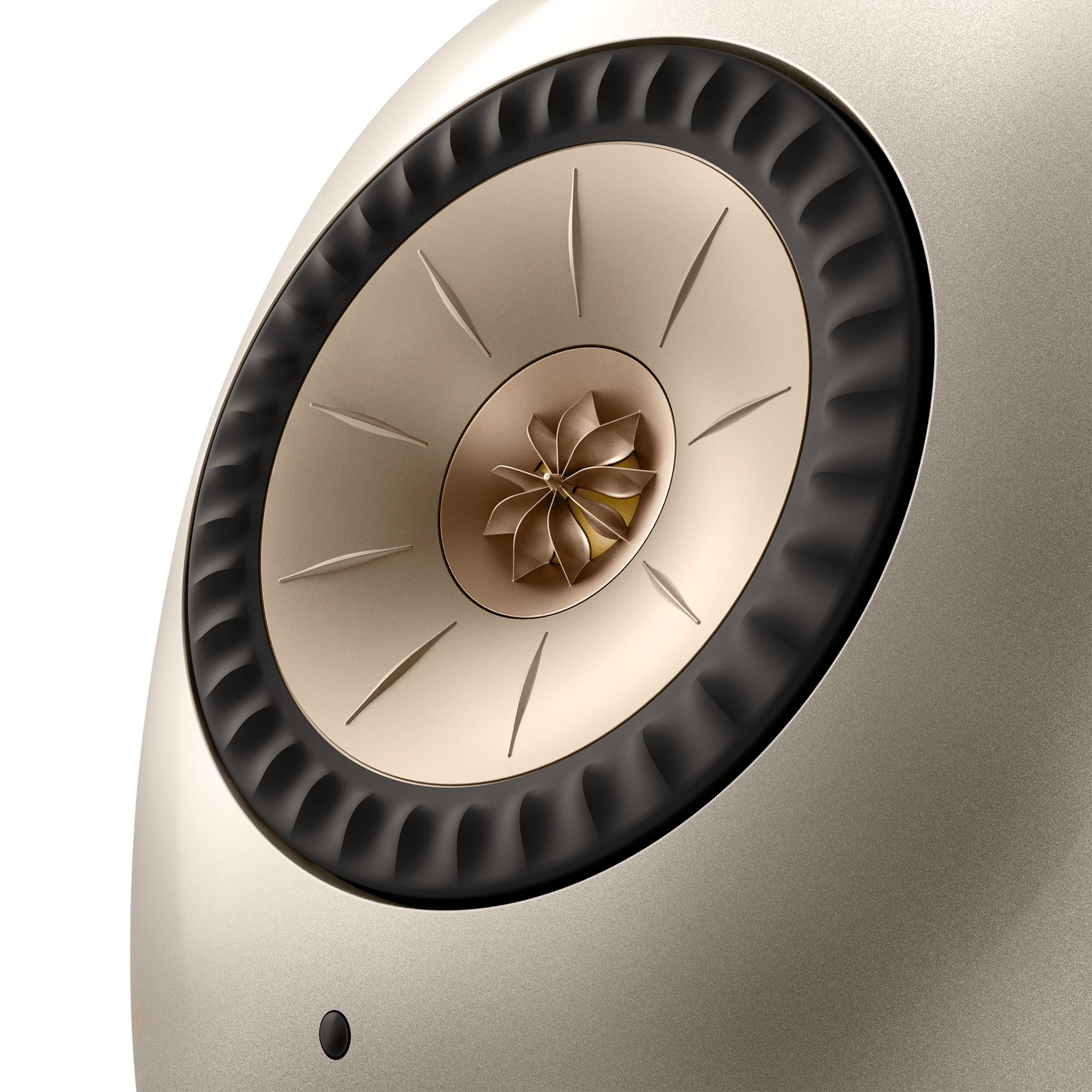KEF LS Luxe Active Wireless Bookshelf Speaker in Dusk Titanium, closeup of tweeter