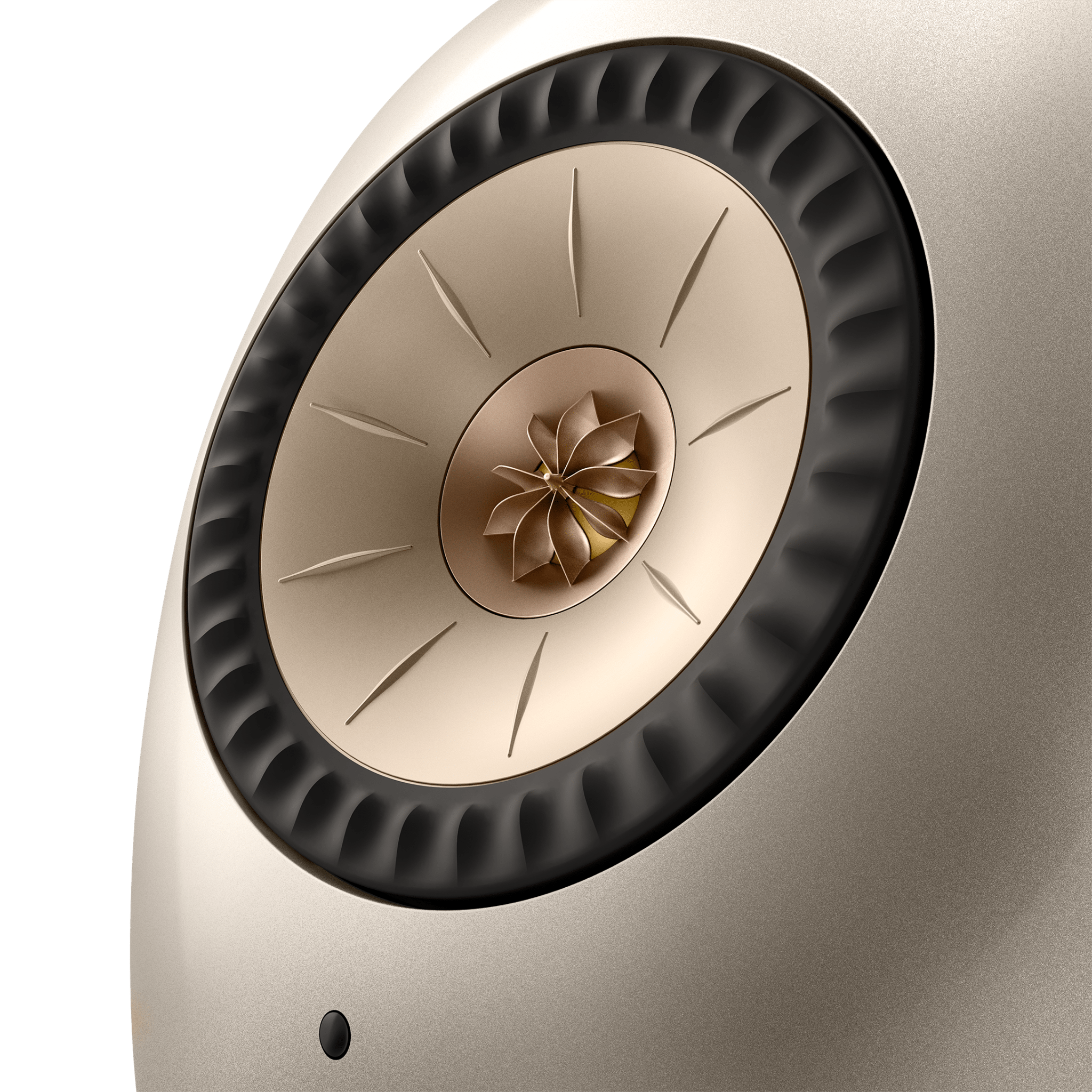 KEF LS Luxe Active Wireless Bookshelf Speaker in Dusk Titanium, closeup of tweeter