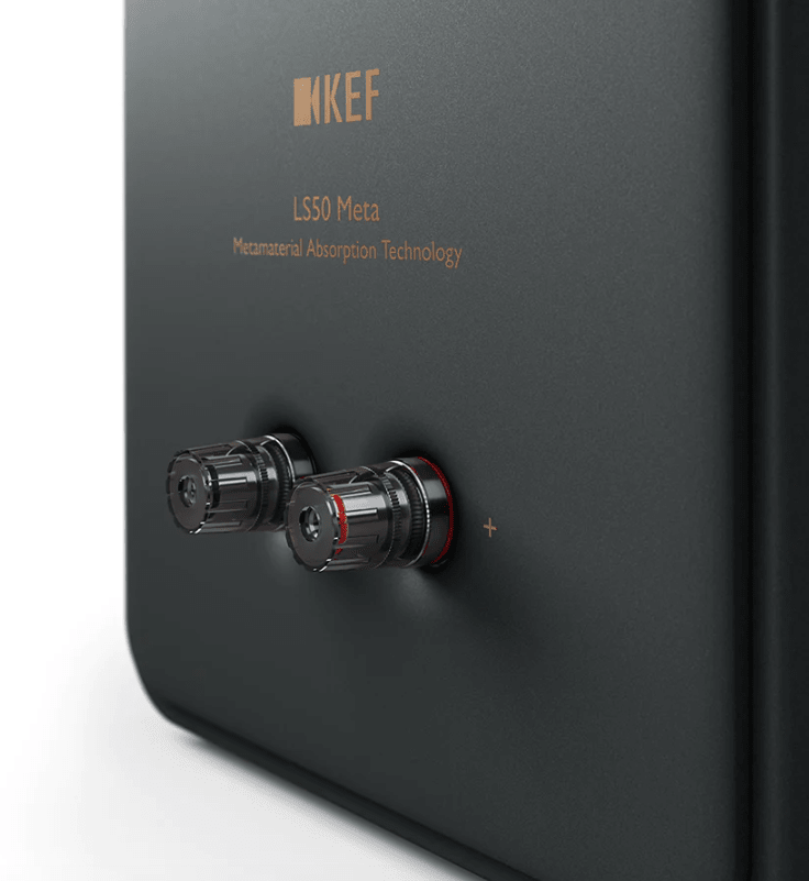 KEF LS50 meta passive speaker in black .  rear image