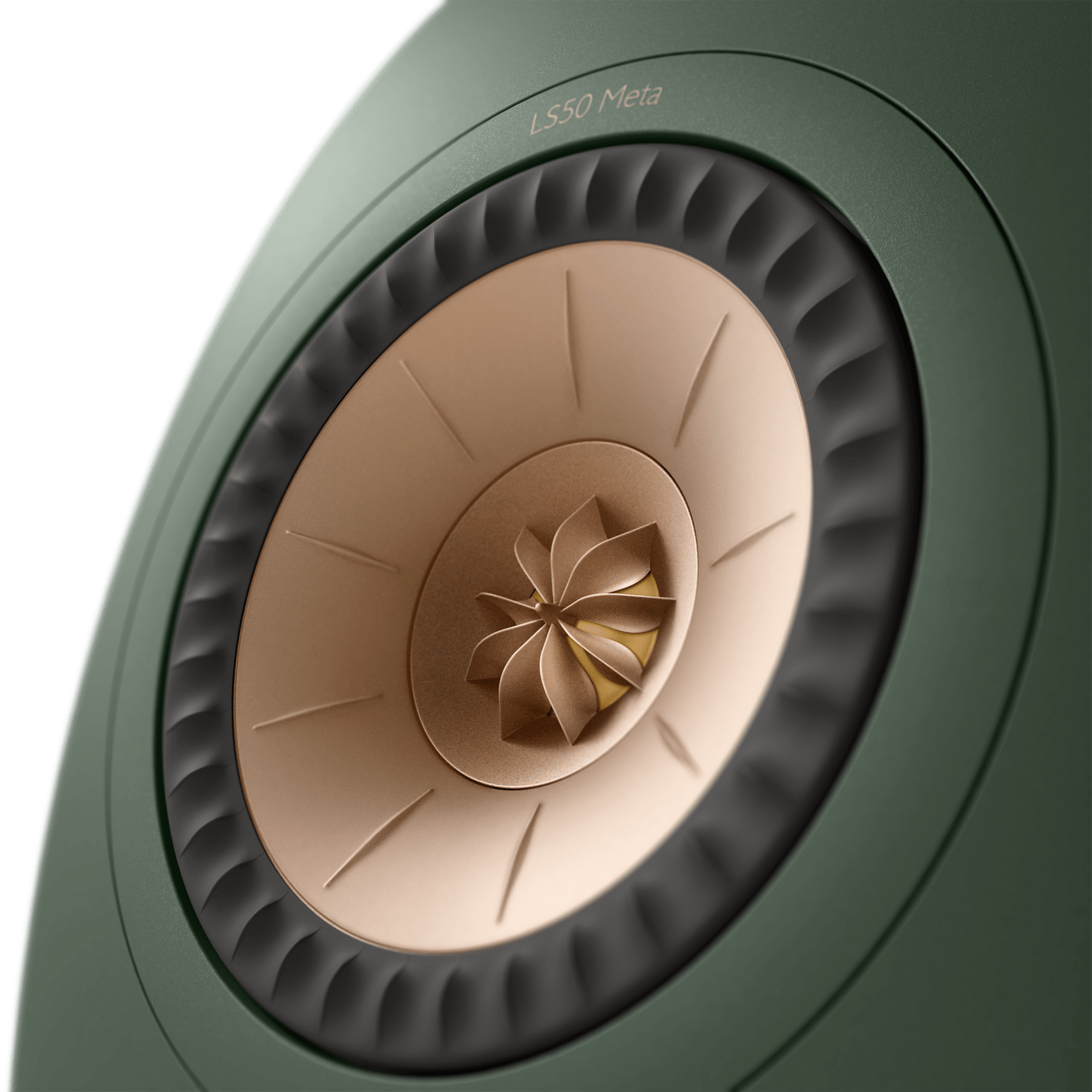 KEF LS50 Meta Passive Speakers in Moss Green, tweeter closeup
