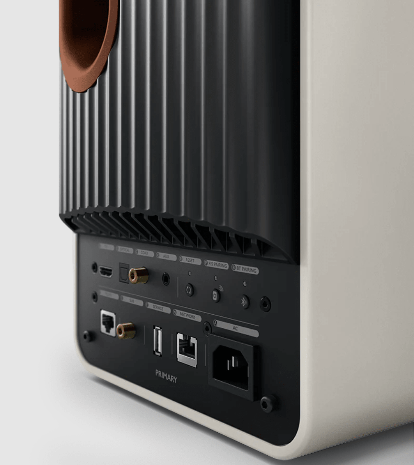 KEF LS50 Wireless II Speakers in Mineral White. Back