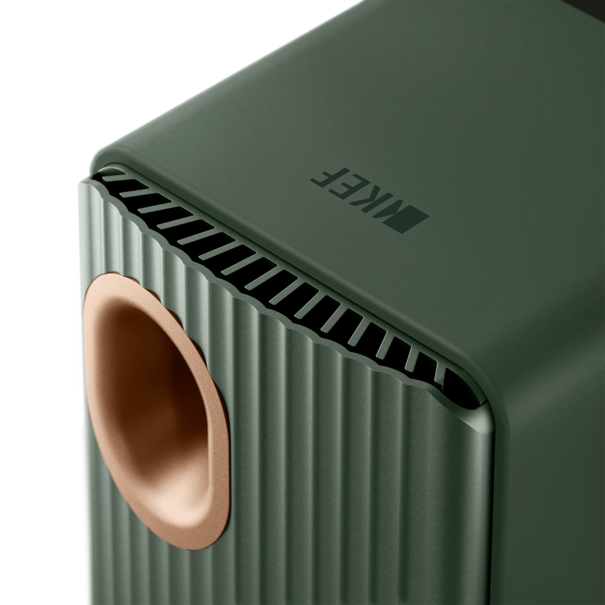 KEF LS50 Wireless II Speakers in Moss Green individual speaker, back detail