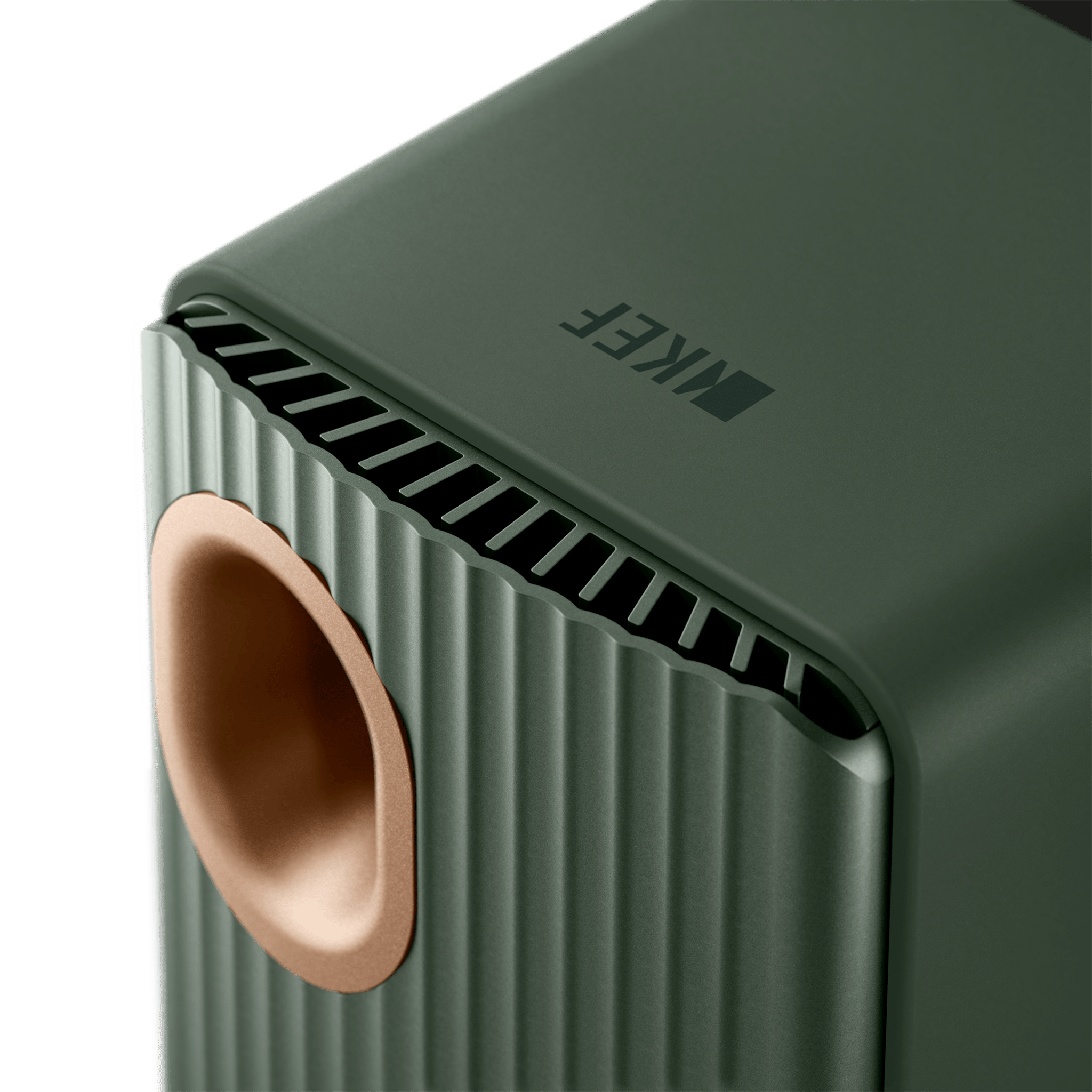 KEF LS50 Wireless II Speakers in Moss Green individual speaker, back detail