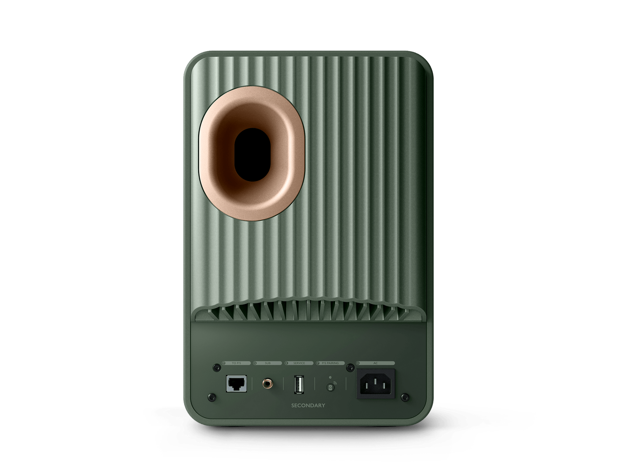 KEF LS50 Wireless II Speakers in Moss Green individual speaker, back