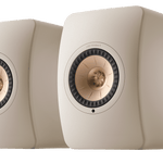 KEF LS50 Wireless II Speakers in Sand Shell pair, front