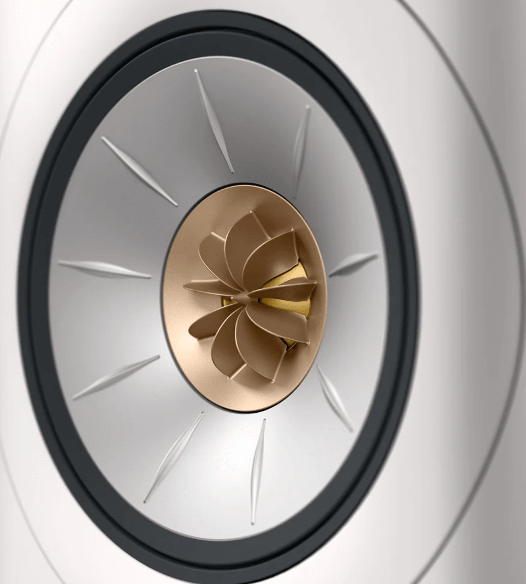 KEF LS60 Wireless Floorstanding Speakers Speakers in Mineral White. Close up