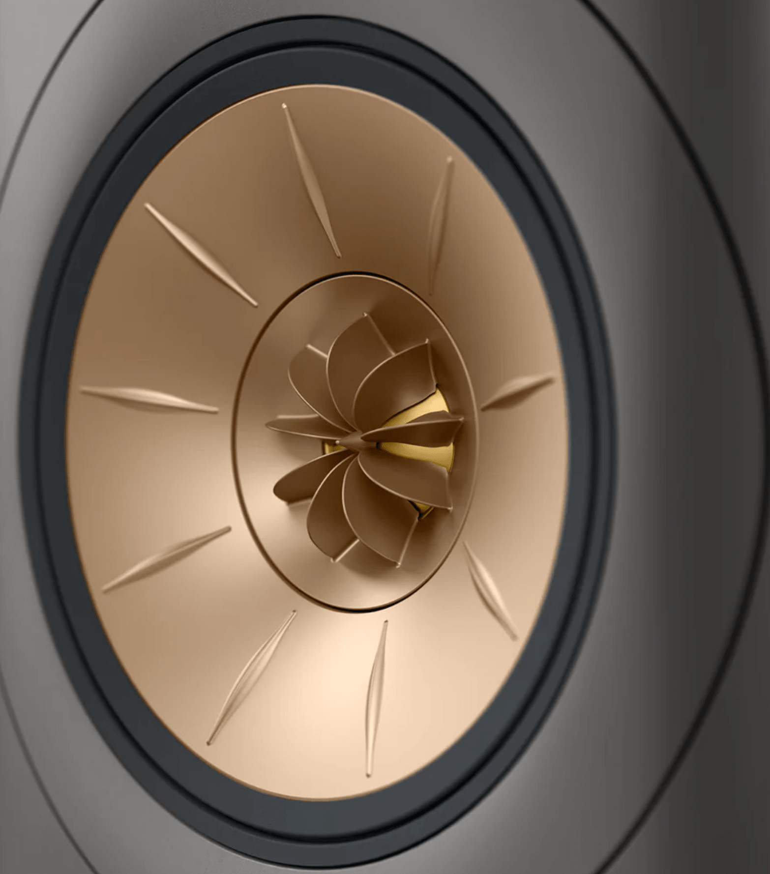 KEF LS60 Wireless Floorstanding Speakers Speakers in Titanium Gray. Individual speaker close up image