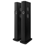 KEF LS60 Wireless Floorstanding Speakers Speakers in Carbon Black. Front of speakers
