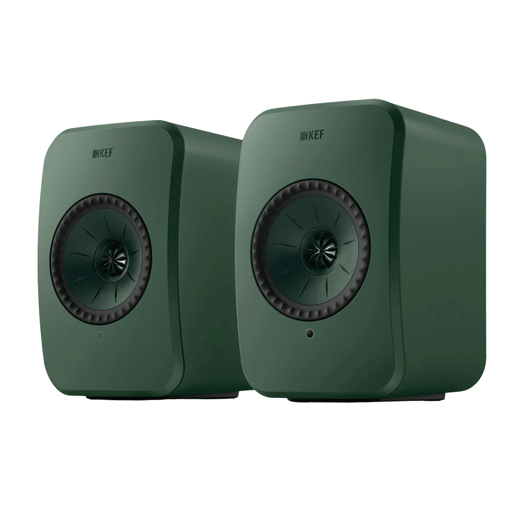 KEF LSX II LT Wireless Bookshelf Speakers in Sage Green + P1 Desk Pads EOFY Promotion