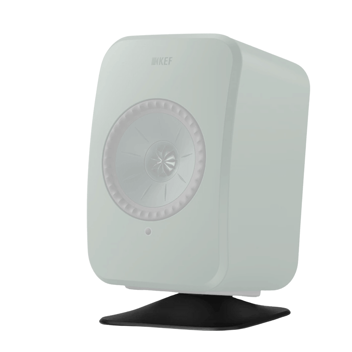 KEF LSX II LT Wireless Bookshelf Speakers + P1 Desk Pads EOFY Promotion. Image of  individual speaker with Black Desk Pad