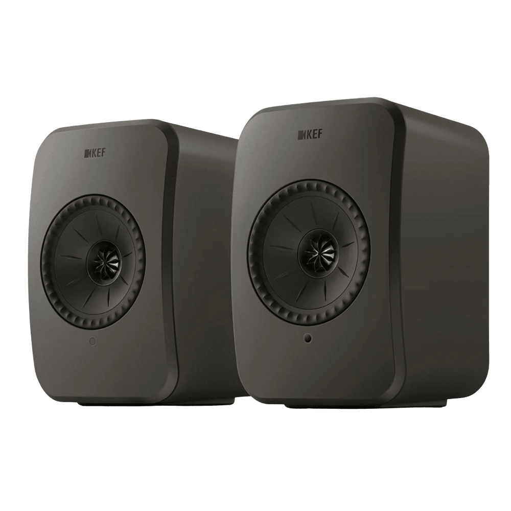 KEF LSX II LT Wireless Bookshelf Speakers in Graphite Grey + P1 Desk Pads EOFY Promotion