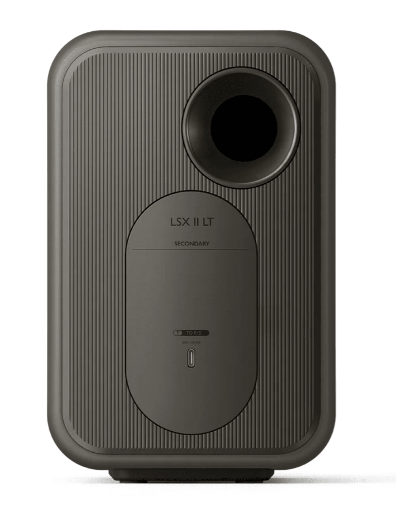 KEF LSX II LT Wireless Bookshelf Speakers  in Graphite Gray. Back with Cover