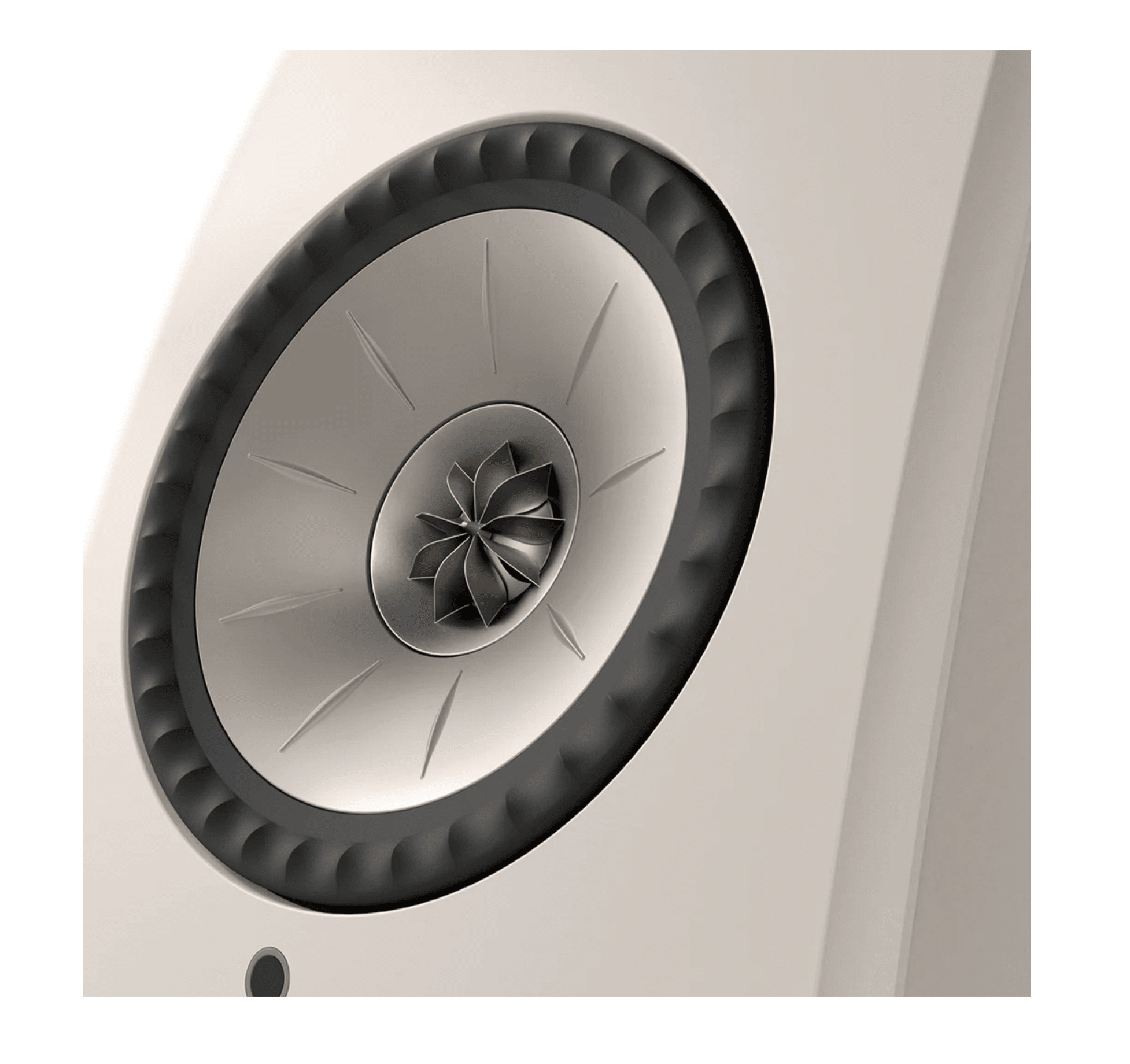 KEF LSX II LT Wireless Bookshelf Speakers  in Stone White. Tweeter