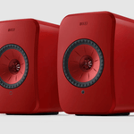 KEF LSX II Wireless Powered Bookshelf Speakers Front in Lava Red