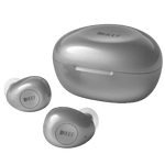 KEF Mu3 Noise Cancelling True Wireless Earbuds in Silver Grey, with case