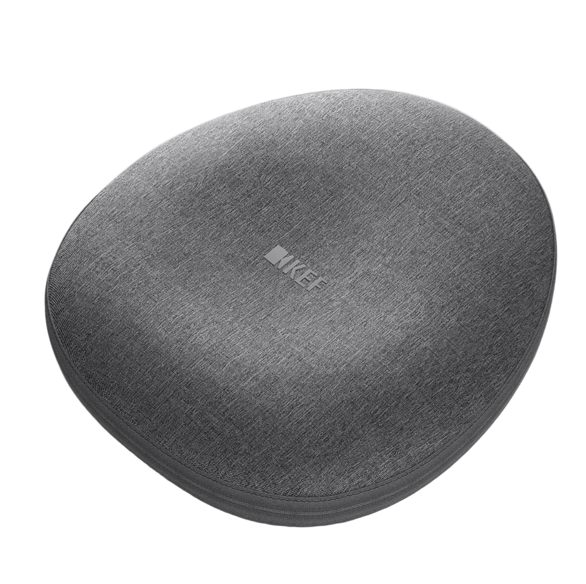 KEF Mu7 Noise Cancelling Wireless Headphones in Charcoal Grey,  in their case, closed