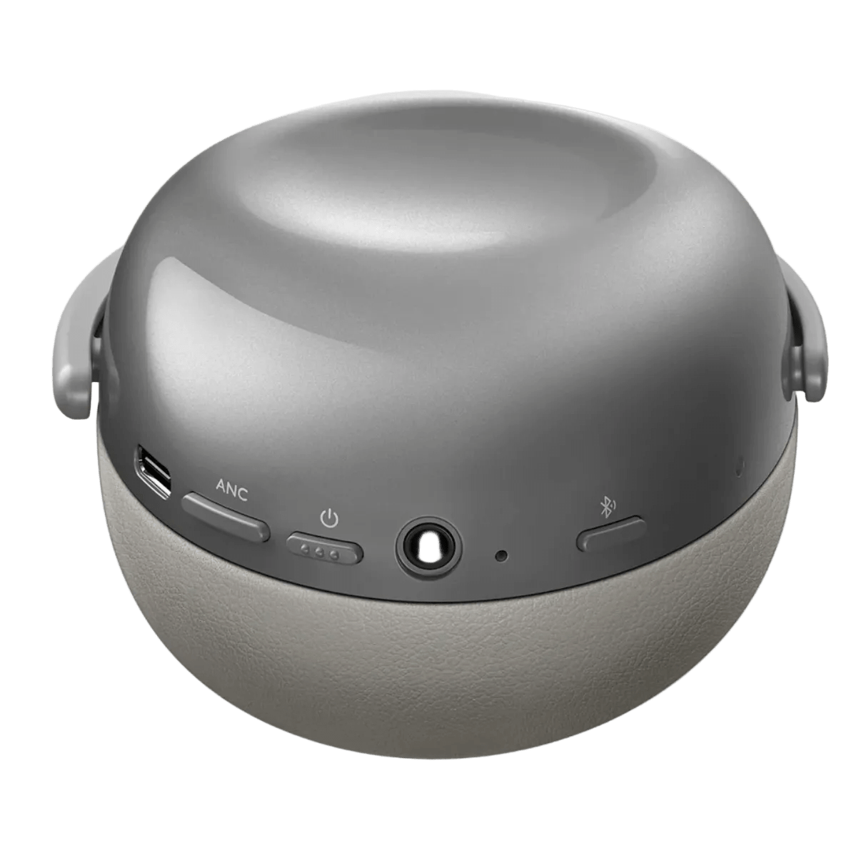 KEF Mu7 Noise Cancelling Wireless Headphones in Silver Grey,  underside