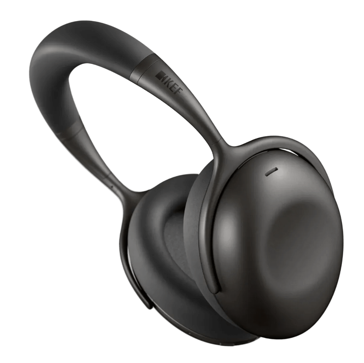 KEF Mu7 Noise Cancelling Wireless Headphones in Charcoal Grey,  angled